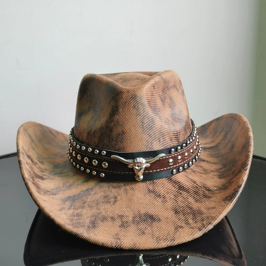 Faux Leather Western Cowboy Hats Men Women retro cowboy hats big brim cowgirl hat knight hat men. Australian