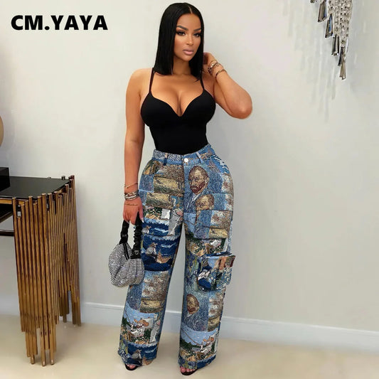 YAYA Vintage Wide Leg Jogger Pants Streetwear Cargo Active HipHop Sweatpants