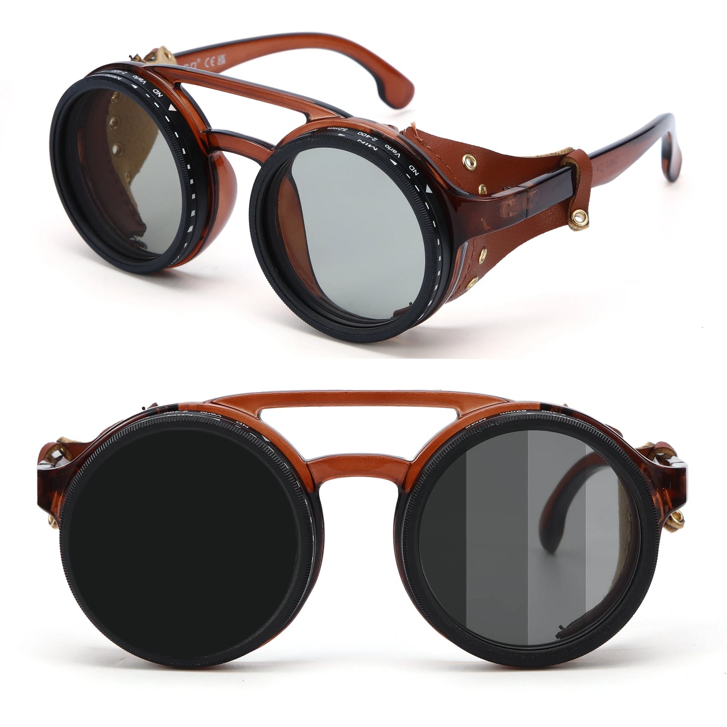 ND9 adjustable dimming sunglasses Retro Punk round men's outdoor fishing UV400 polarized driving sunglasses