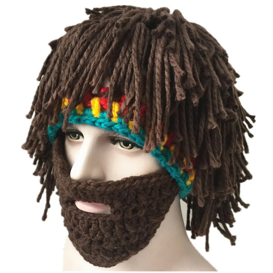 Beard Hats Knitted Wool Cap For Warm Winter Style Halloween Party Cosplay Gift Mask Beanies Handmade Crochet Headwear