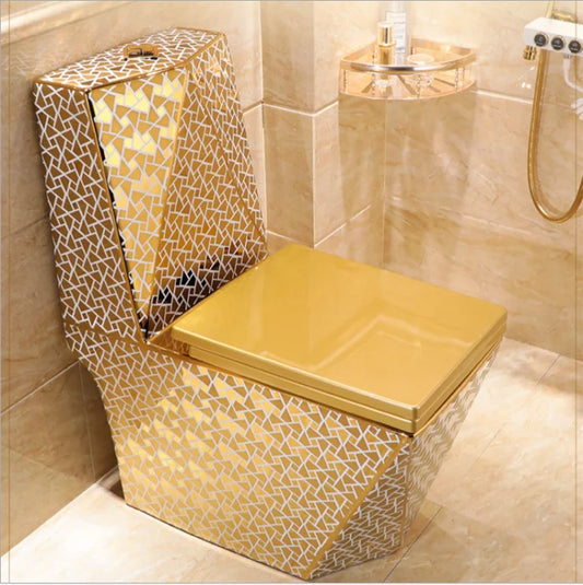 High Quality Bathroom Commode Ceramic One Piece Gold Toilet