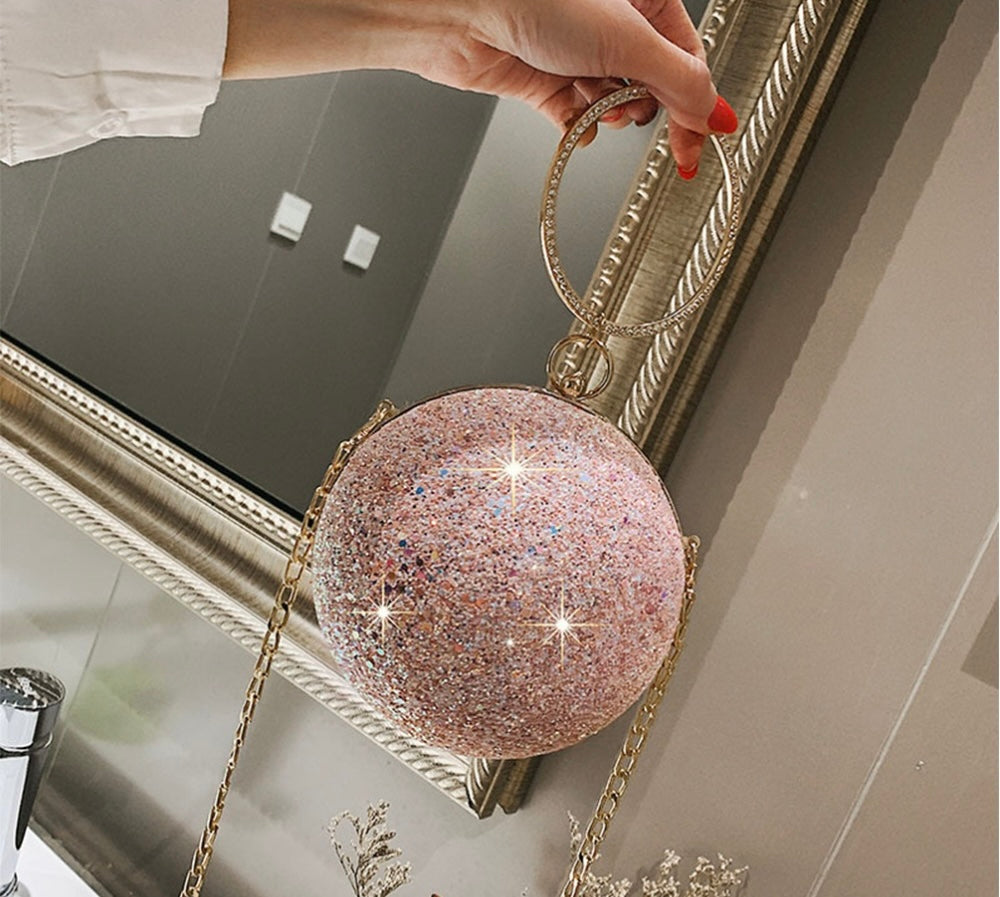 Crystal Ball Chain Shoulder Bag Purse