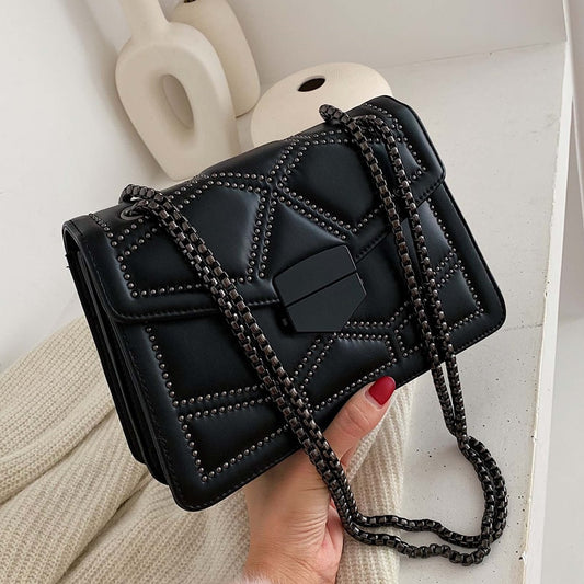 Rivet Chain Brand Designer PU Leather Crossbody Bags For Women 2021 Simple Fashion Shoulder Bag Lady Luxury Small Handbags