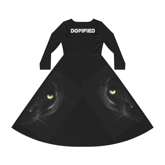 DOPIFIED Black Panther Women's Long Sleeve Dance Dress (AOP)