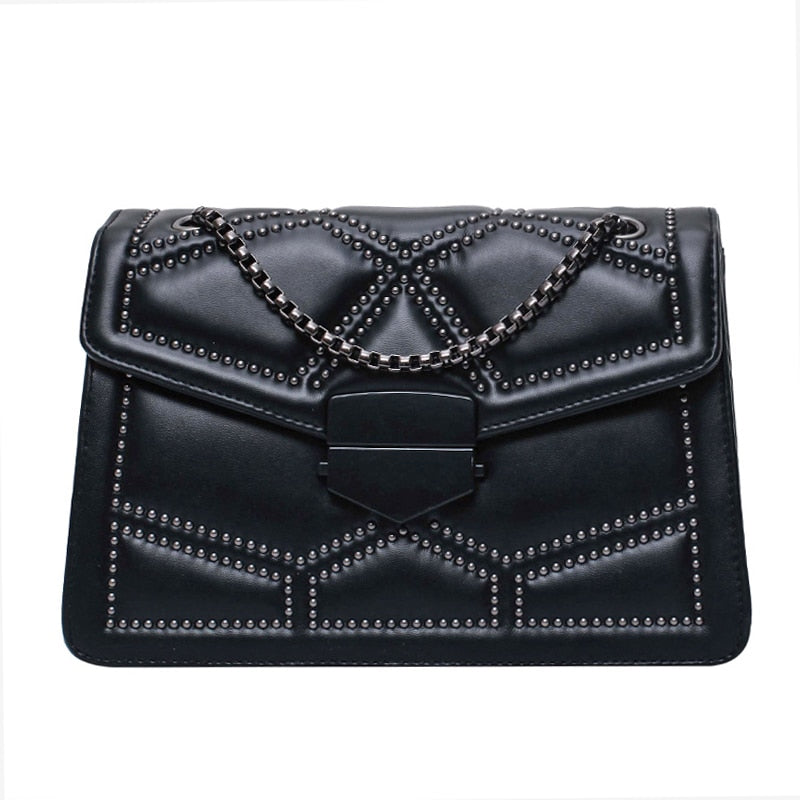 Rivet Chain Brand Designer PU Leather Crossbody Bags For Women 2021 Simple Fashion Shoulder Bag Lady Luxury Small Handbags
