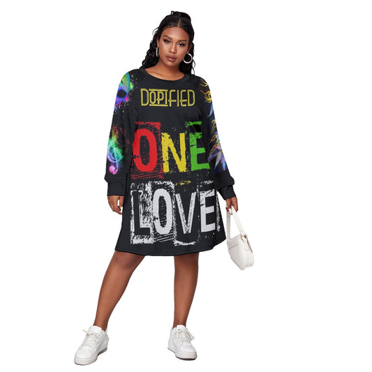 DOPE-iSH Women's Dress With Raglan Sleeve(Plus Size)