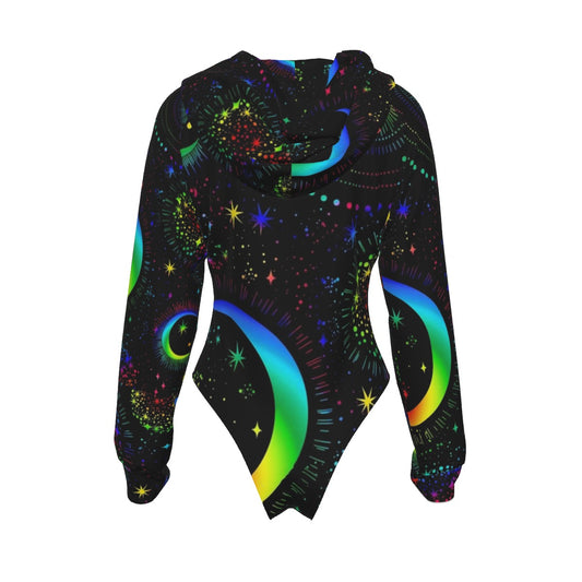 GODESS Women's Raglan Sleeve Hooded Bodysuit