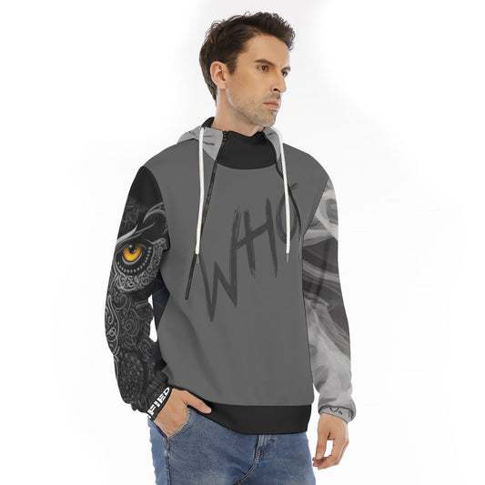 Sudadera con capucha para hombre "Who" con cierre de doble cremallera, diseñada por Red