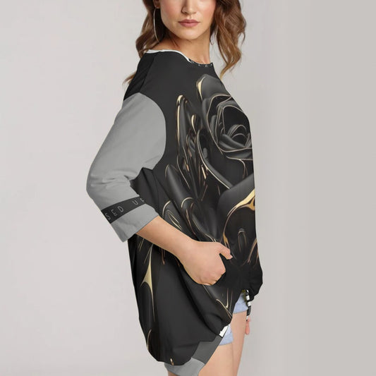 DOPiFiED Women's Sweatshirt With Irregular Pleated Hem