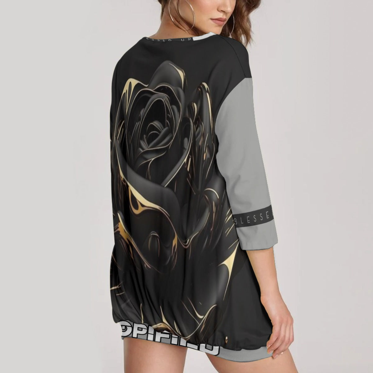 DOPiFiED Women's Sweatshirt With Irregular Pleated Hem