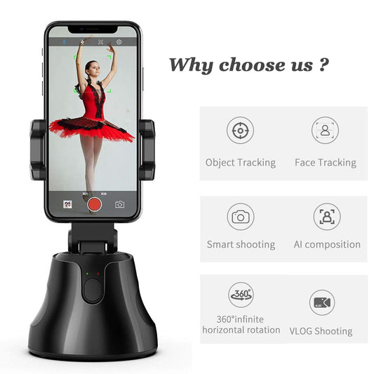 Portable All-in-one Auto Smart Shooting Selfie Stick , 360 Rotation Auto Face Tracking Object Tracking vlog Camera Phone Holder