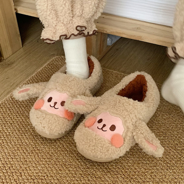 Cute Animal Slipper For Women Girls Fashion Kawaii Fluffy Winter Warm Slippers Woman Cartoon Milk Cow House Slippers Funny Shoes