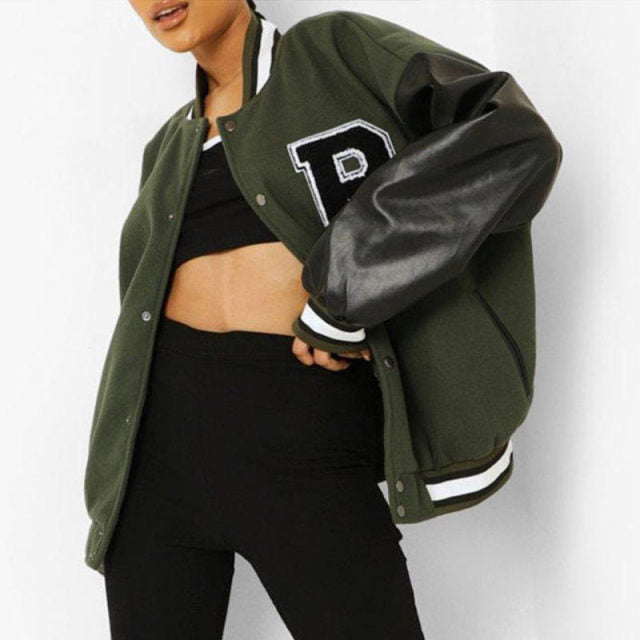 Spring And Autumn Vibe Style Baseball Uniform New Bomber Jacket For Women Fashion Retro Clothes Streetwear Oversized Coat