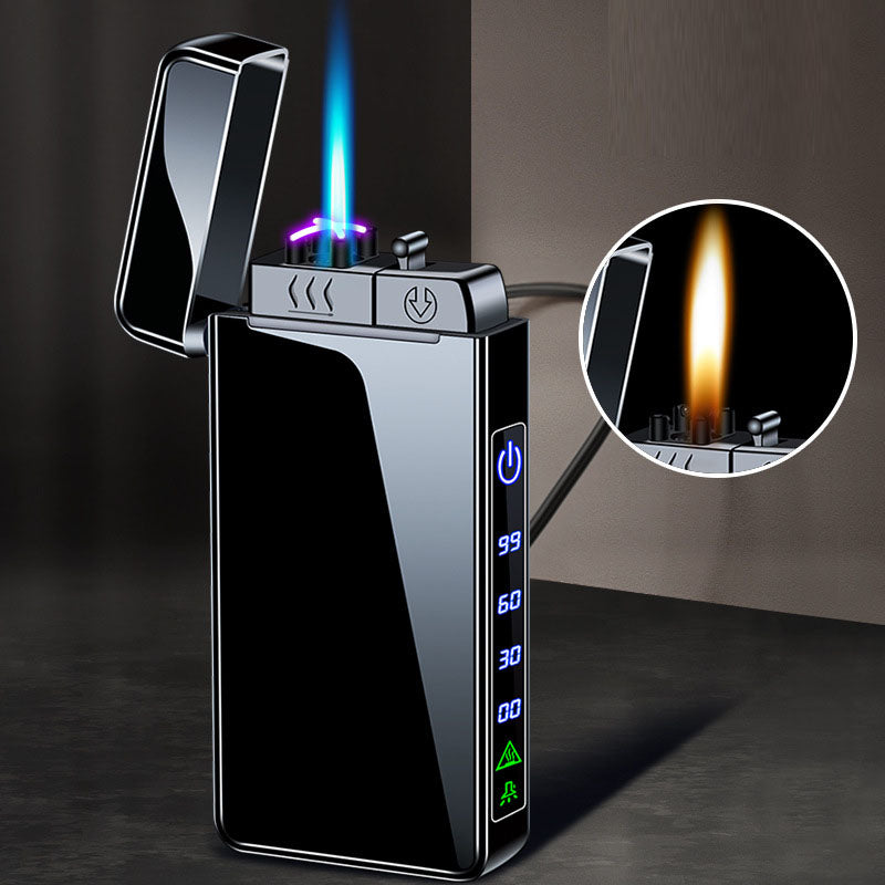 Gas electric triple fire metal windproof inflatable charging lighter personalized and creative trendy gift for boyfriend
