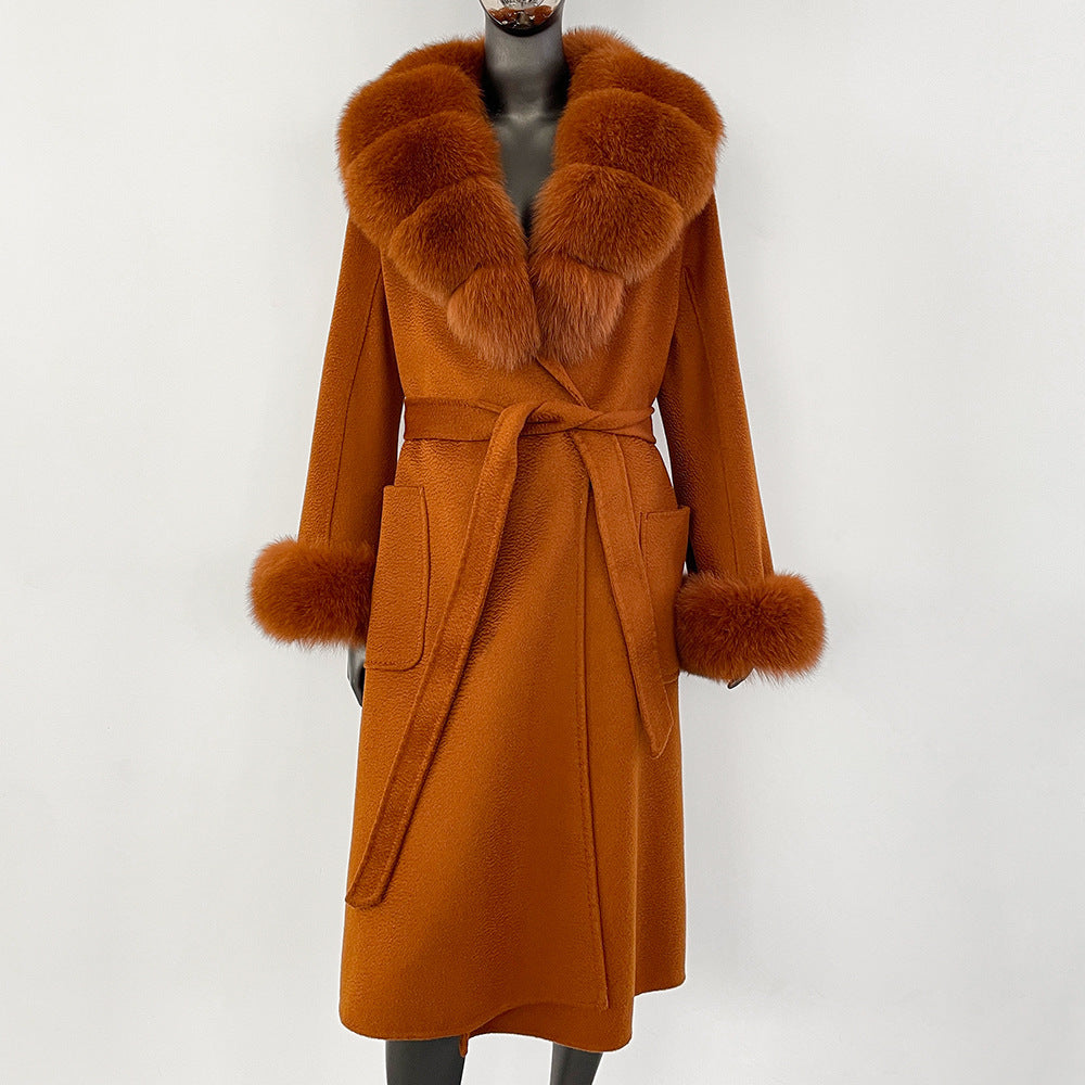 Double sided wavy woolen coat with extended temperament