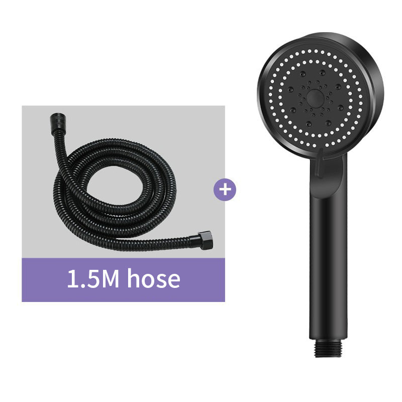 Spray Shower Pressurized Shower Head Matte Black Large Handheld Shower Head Set Five-Speed Multi-Function