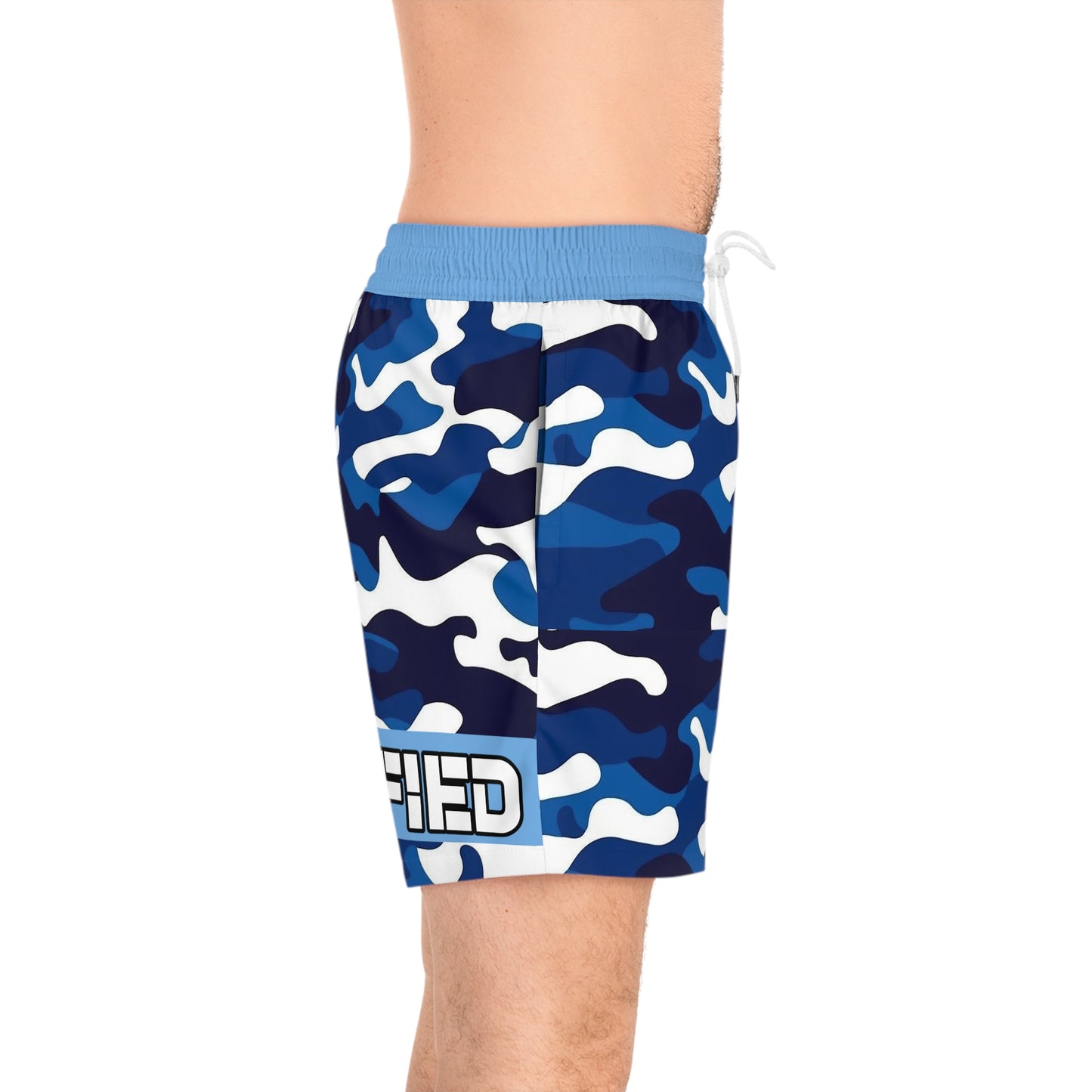 Men's DOPiFiED Navy Camo Mid-Length Swim Shorts (AOP)