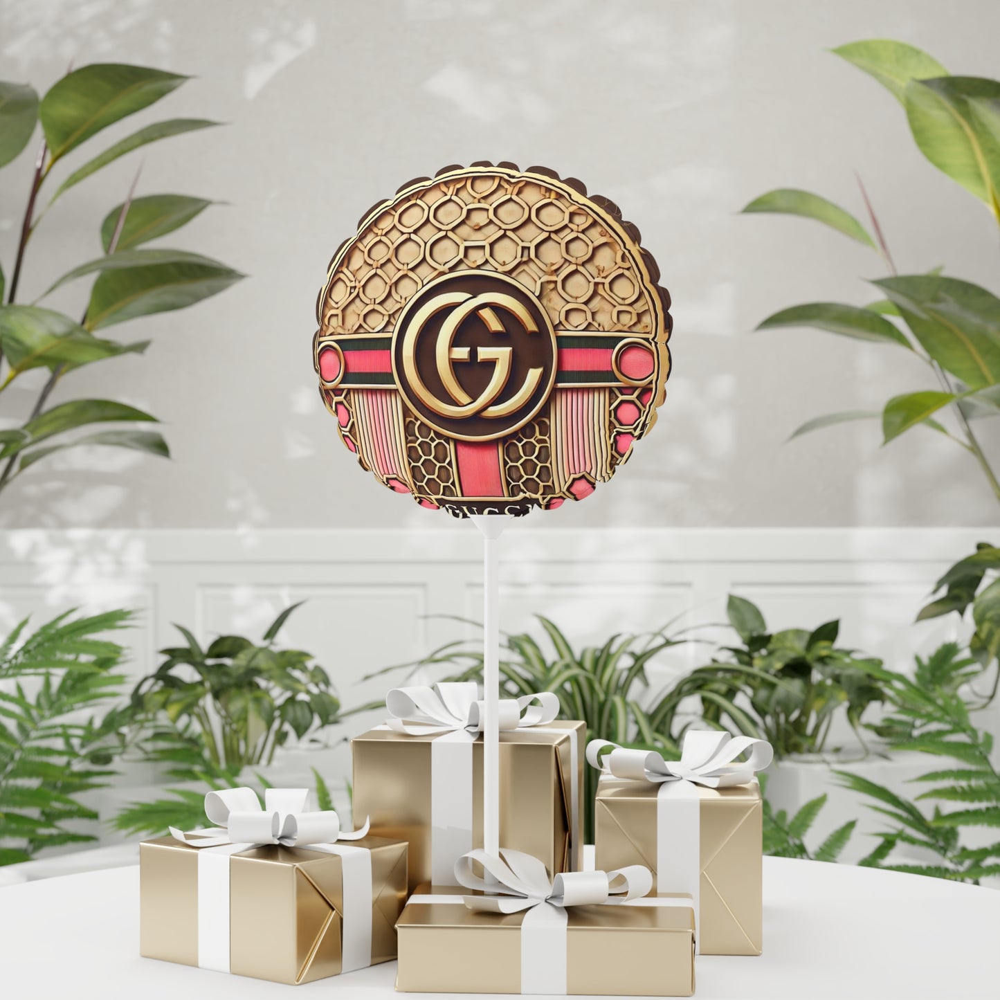 Luxury GG Gold Emblem 11" Round Balloon