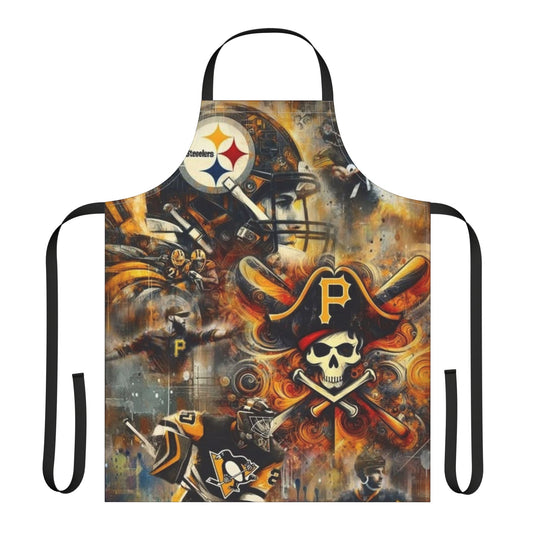Pittsburgh City Collage Apron, 5-Color Straps (AOP)