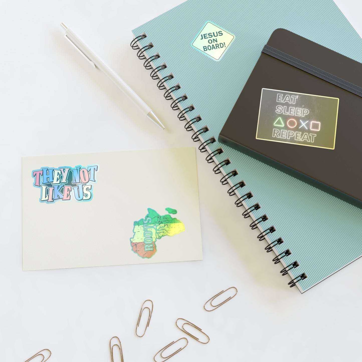 Sticker Sheet Pack — Retro Gaming, Rasta Roots, Christian 'Jesus On Board' & 'They Not Like Us' Designs