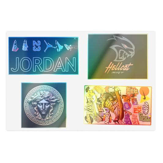 Jordan & Hellcat Holographic Sticker Sheet Pack — 10-Piece Decorative Decal Set