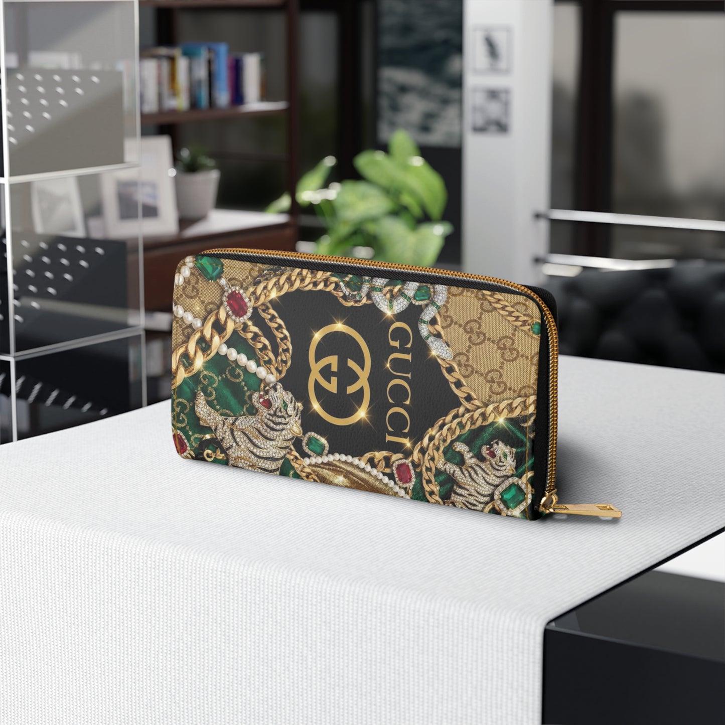 Luxury Chain & Tiger Zipper Wallet
