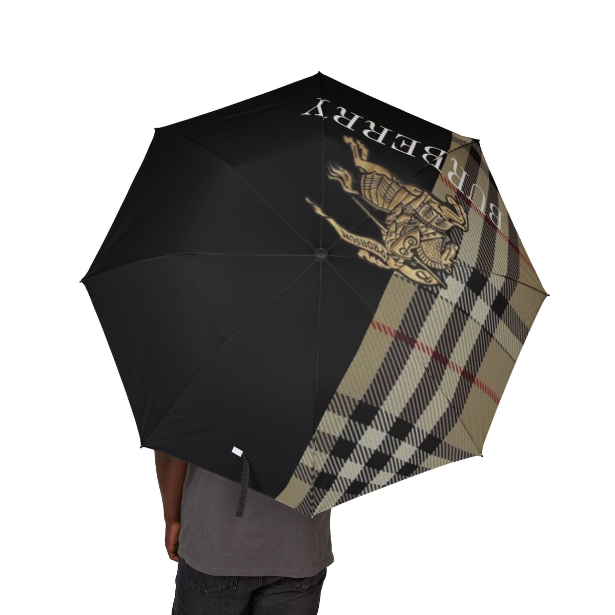 Luxury Brand  Semi-Automatic Foldable Umbrella Burberry