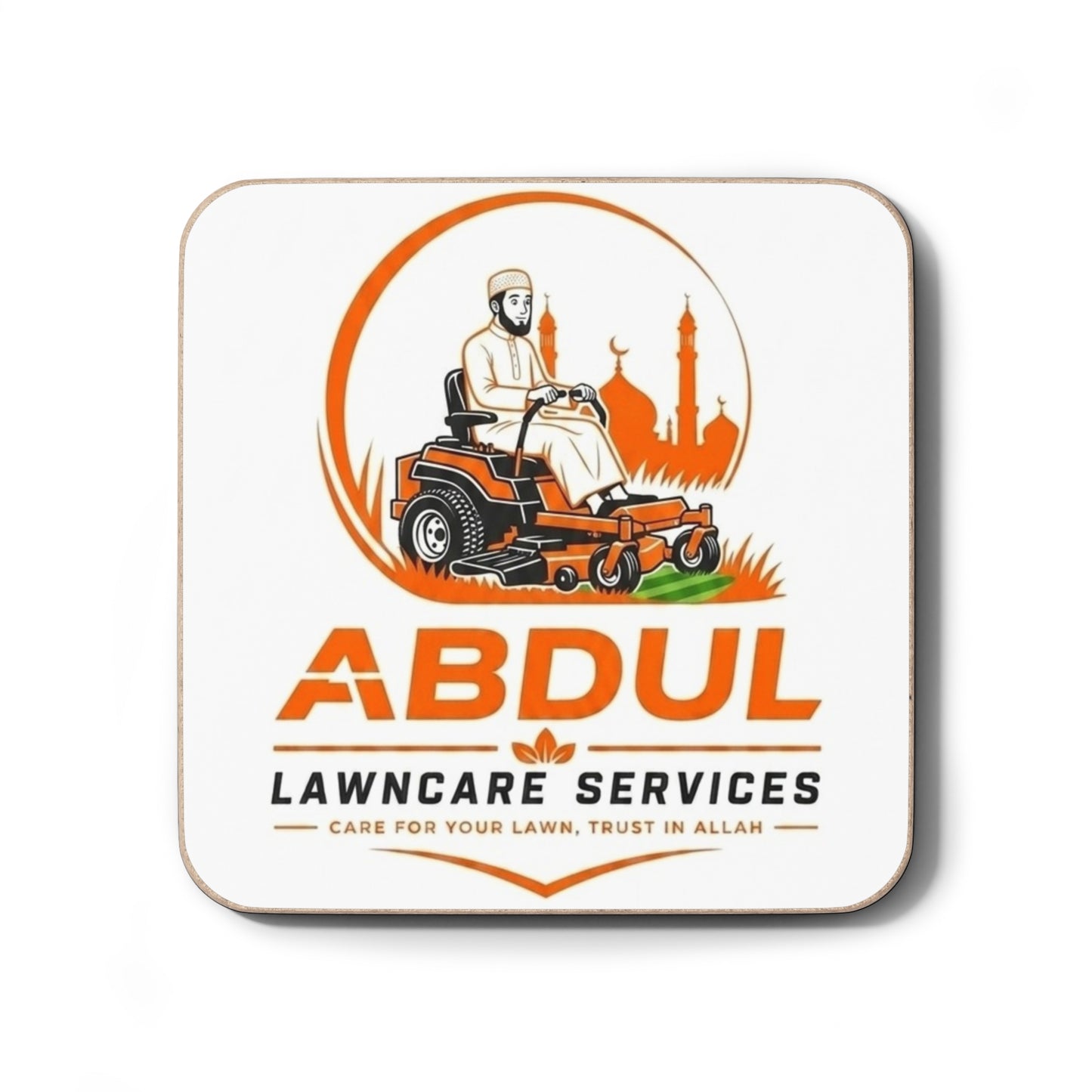 Abdul's Lawncare Hardboard Back Coaster