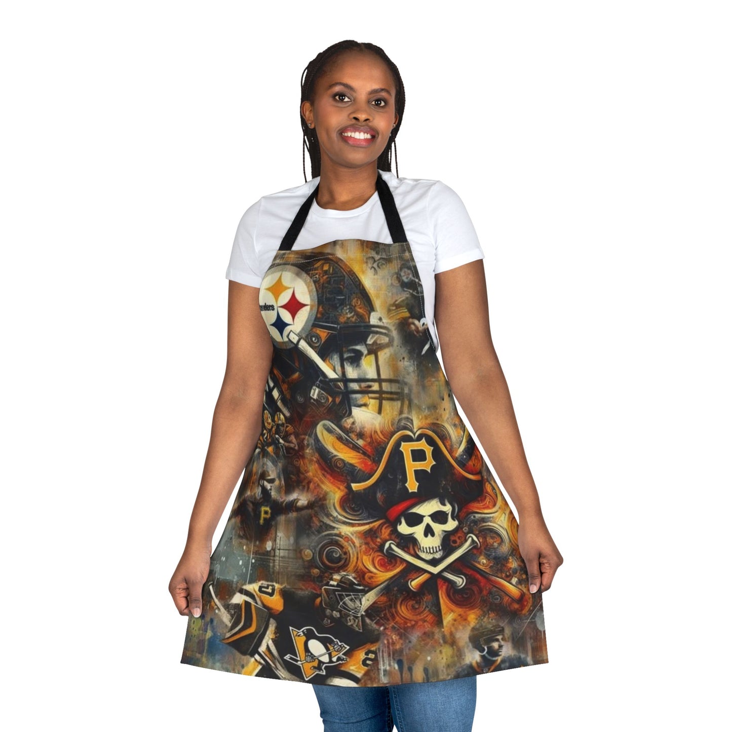 Pittsburgh City Collage Apron, 5-Color Straps (AOP)