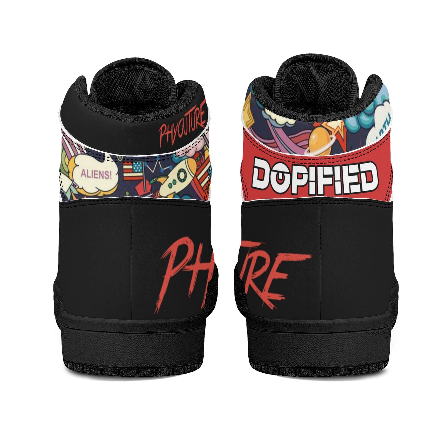 PHYOUTURE Da GOAT 🐐 “SPACE P” Edition Mens Black High Top Leather Sneakers