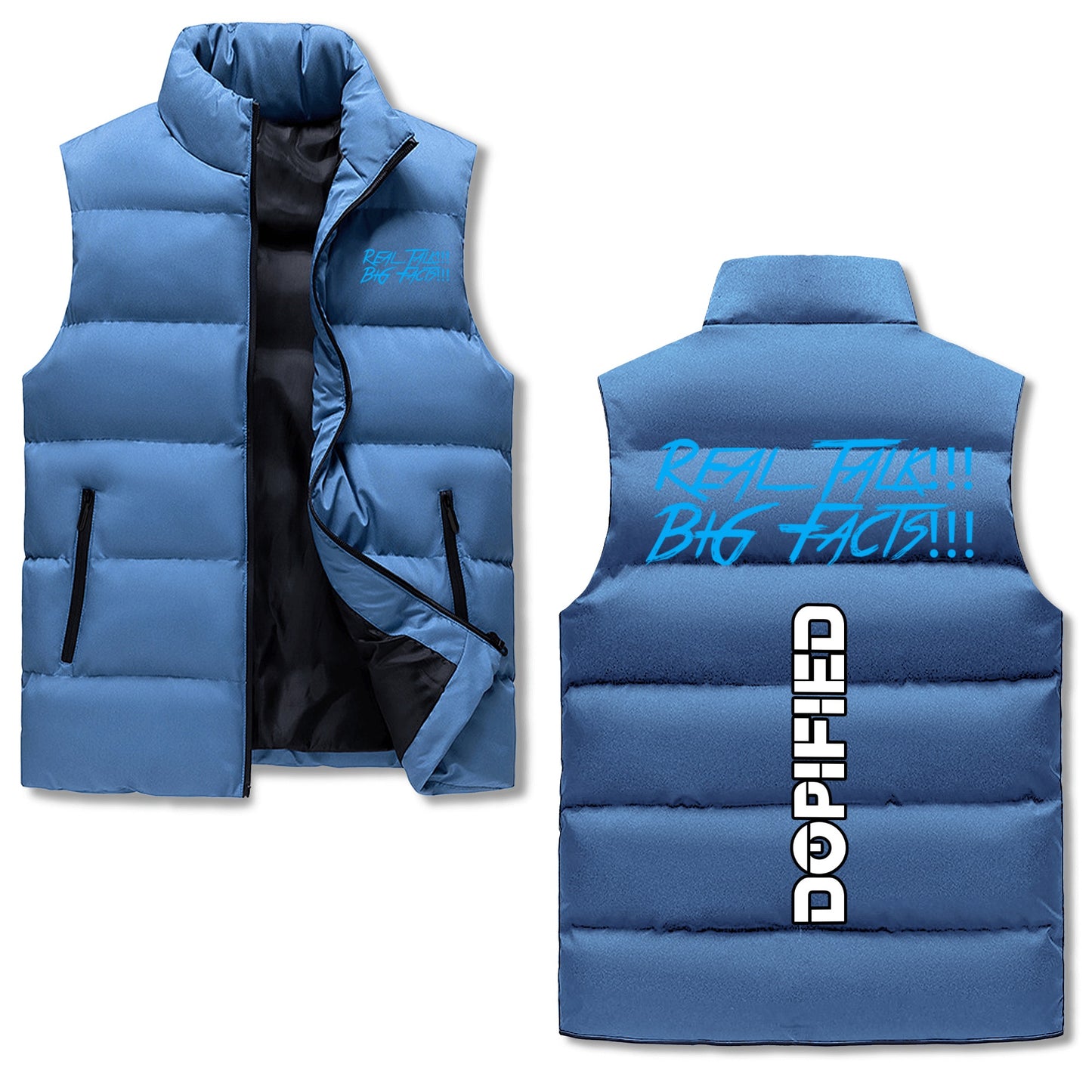 REAL TALK!!! BIG FACTS!!! Warm Stand Collar Zip Up Puffer Vest