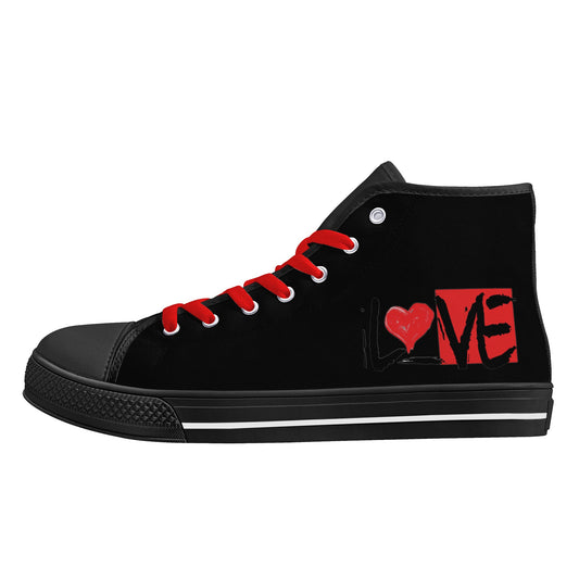 Sean Breed Mens Printed + Embroidered High Top Canvas L❤️VE sneakers