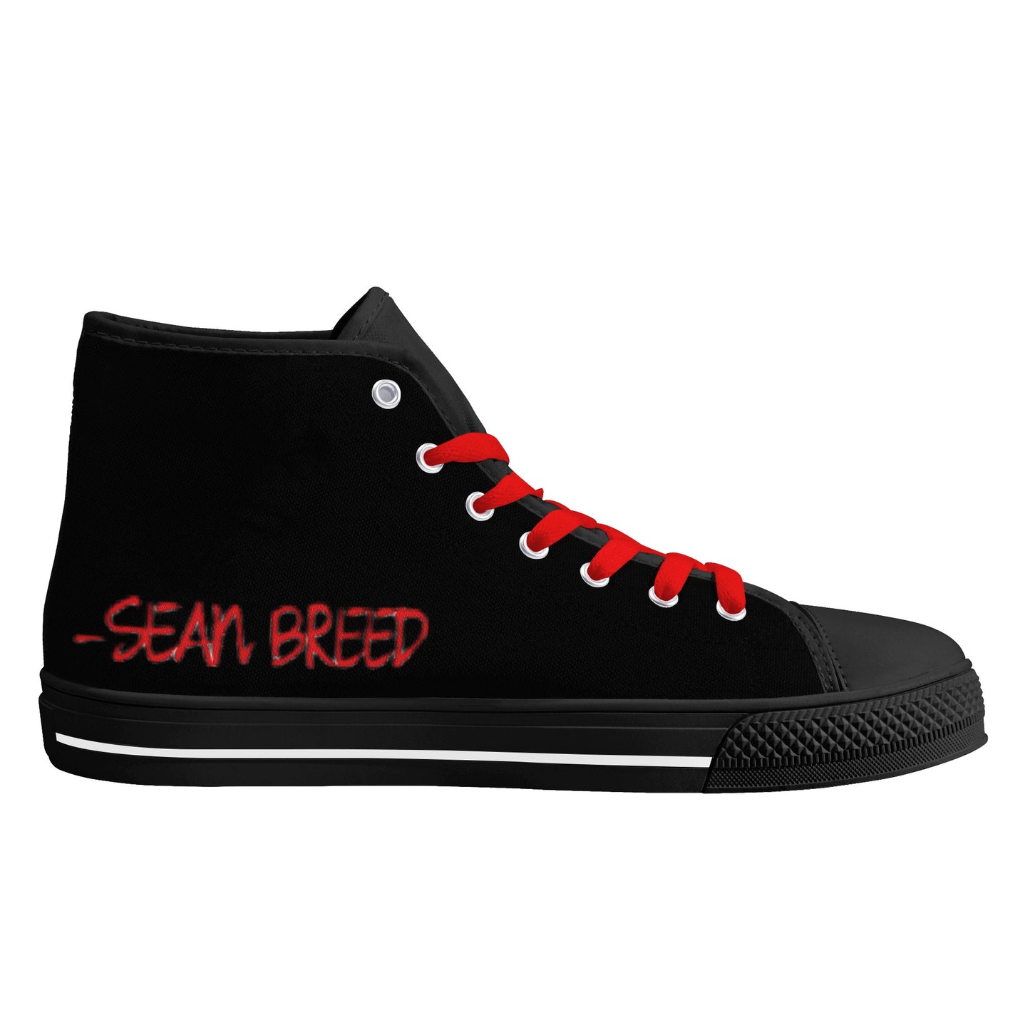 Sean Breed Mens Printed + Embroidered High Top Canvas L❤️VE sneakers