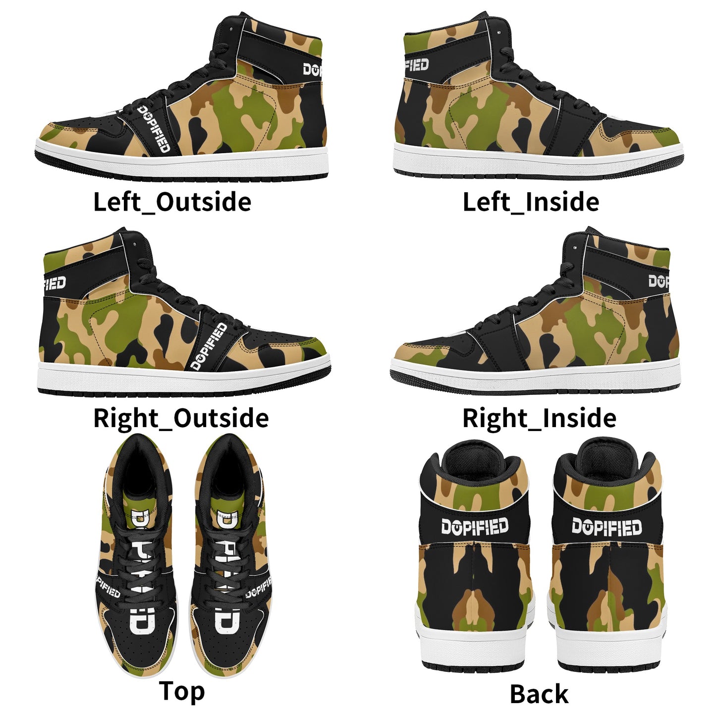 Mens High Top DOPiFiED CAMO Leather Sneakers