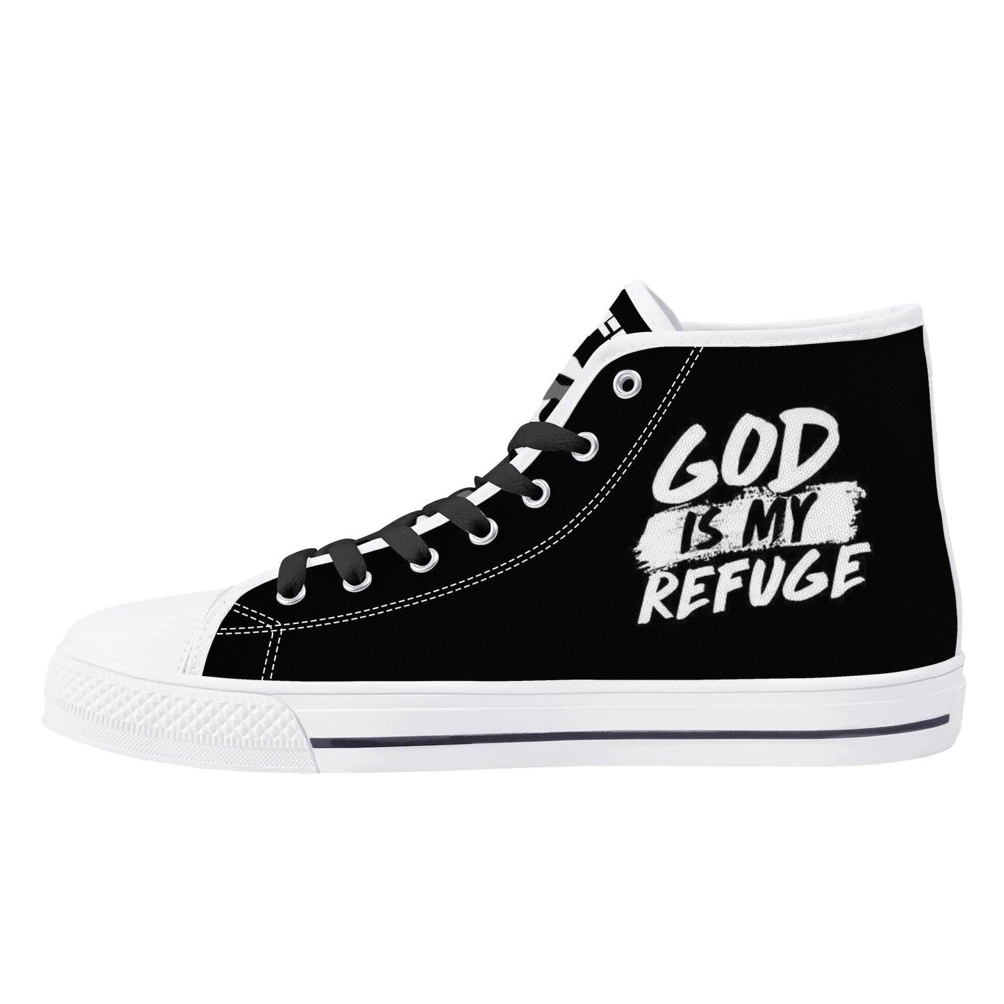 God is My Refuge DOPiFiED Mens High Top Canvas Sneakers
