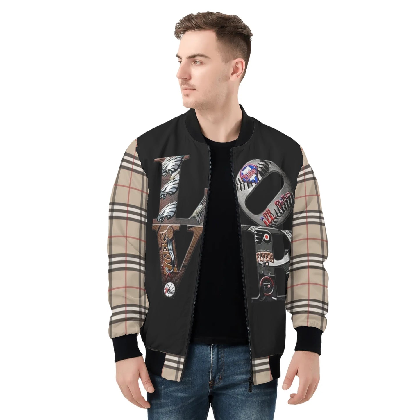 Mens Philly Brotherly Love Zip Bomber Jacket