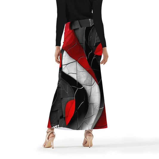 Womens 3D Geo Wrap Fishtail Long Skirt