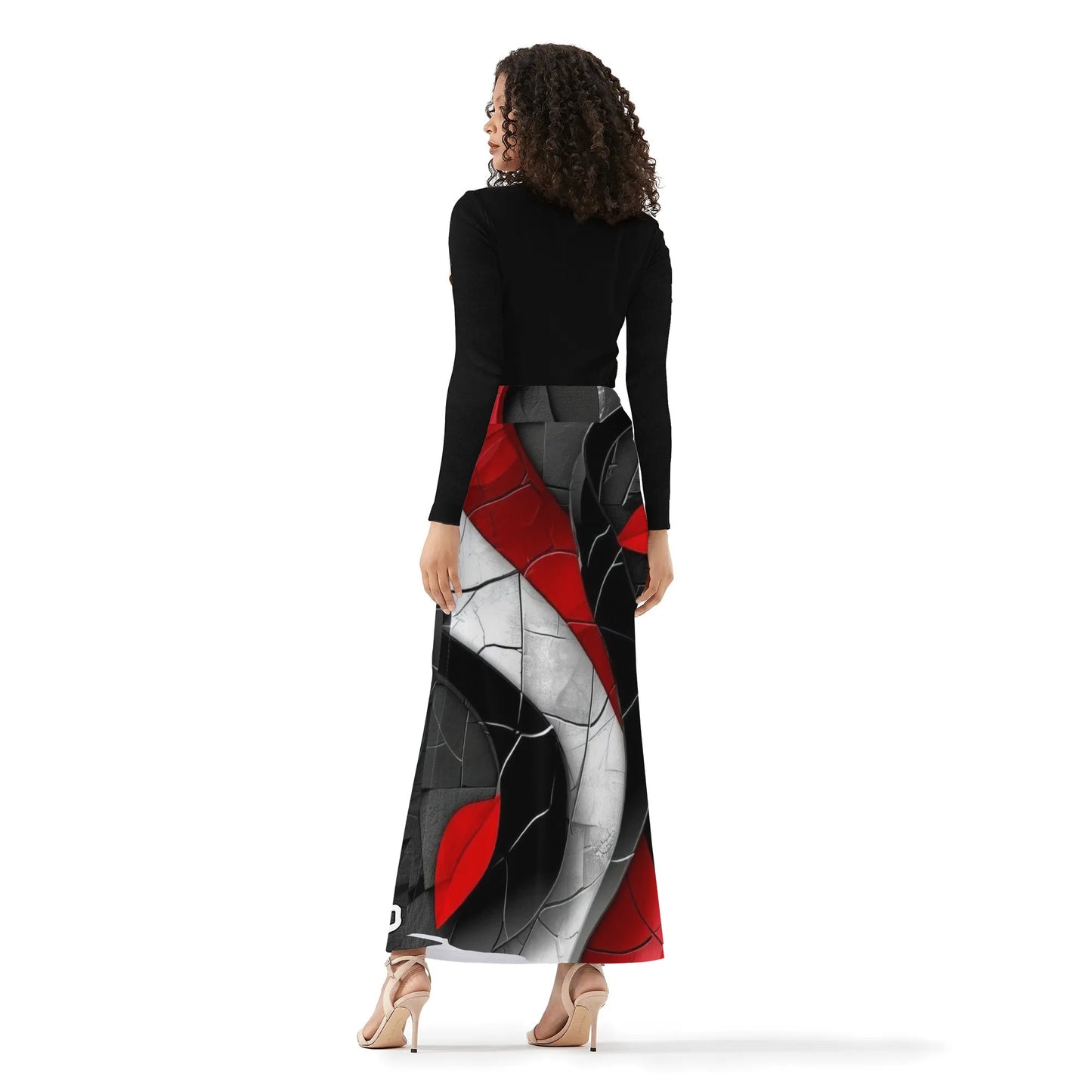 Womens 3D Geo Wrap Fishtail Long Skirt
