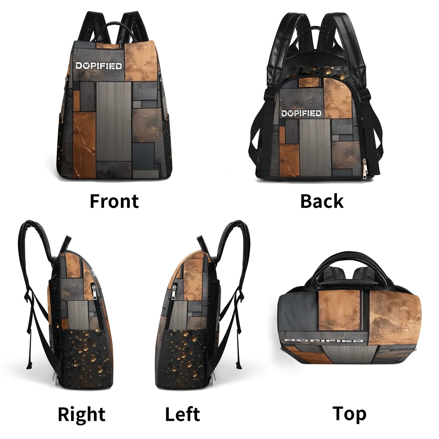 DOPiFiED Metric Travel PU Daypack Anti-theft Backpack