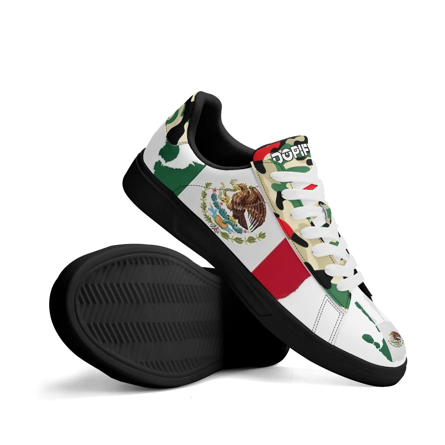 Adult Lightweight Mexican Pride Low Top Leather Sneakers