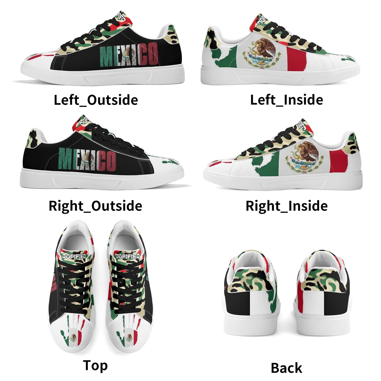 Adult Lightweight Mexican Pride Low Top Leather Sneakers