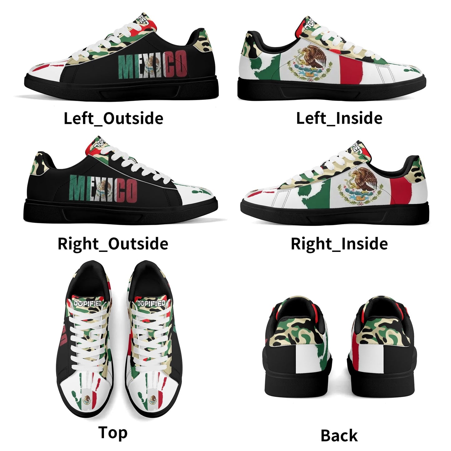 Adult Lightweight Mexican Pride Low Top Leather Sneakers