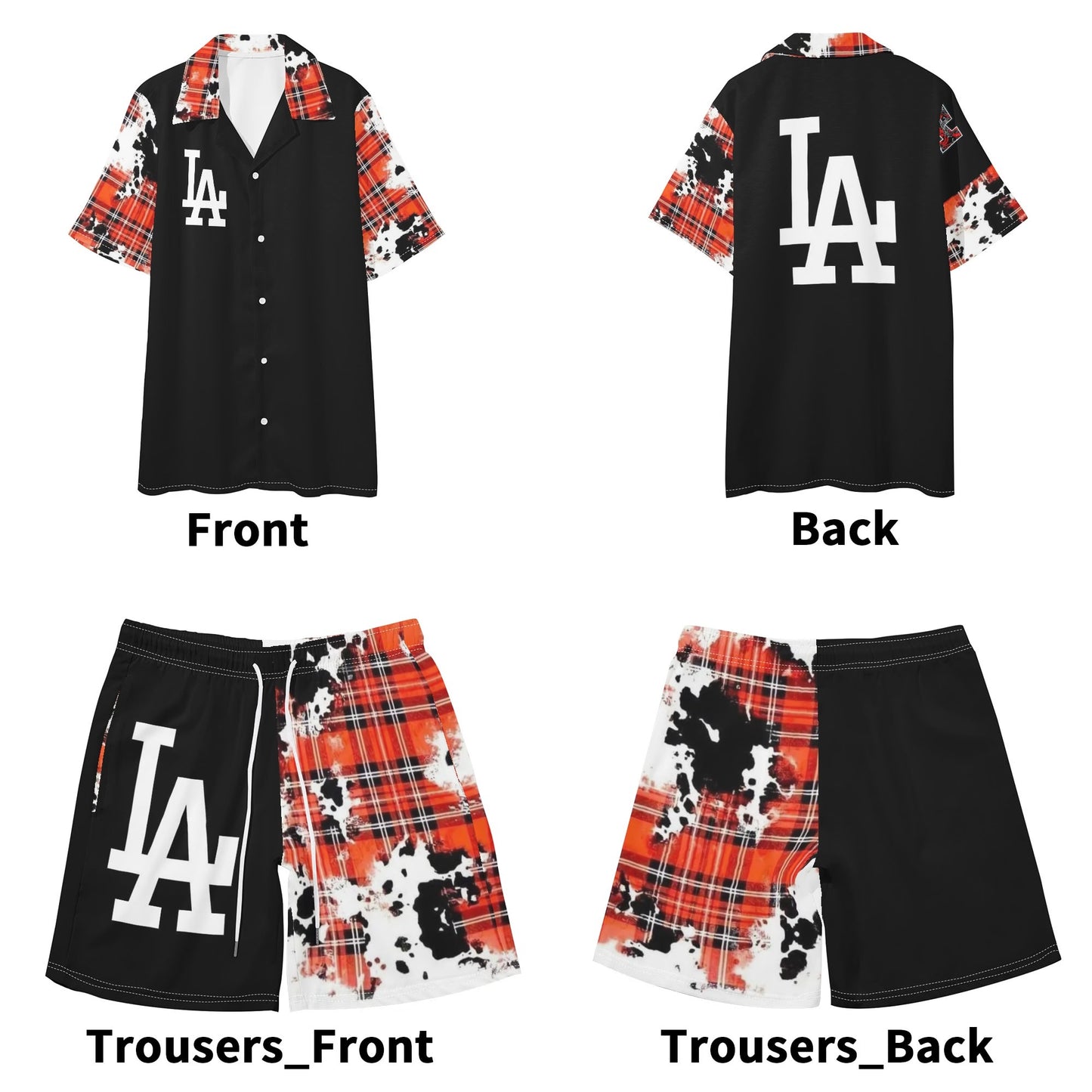 Mens Regular Fit LA Hawaiian Short Sleeve Shirt and Shorts Set
