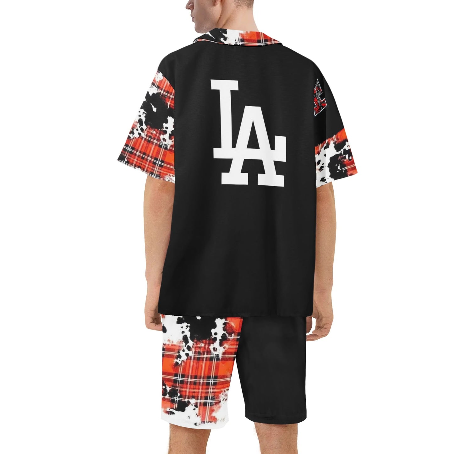 Mens Regular Fit LA Hawaiian Short Sleeve Shirt and Shorts Set