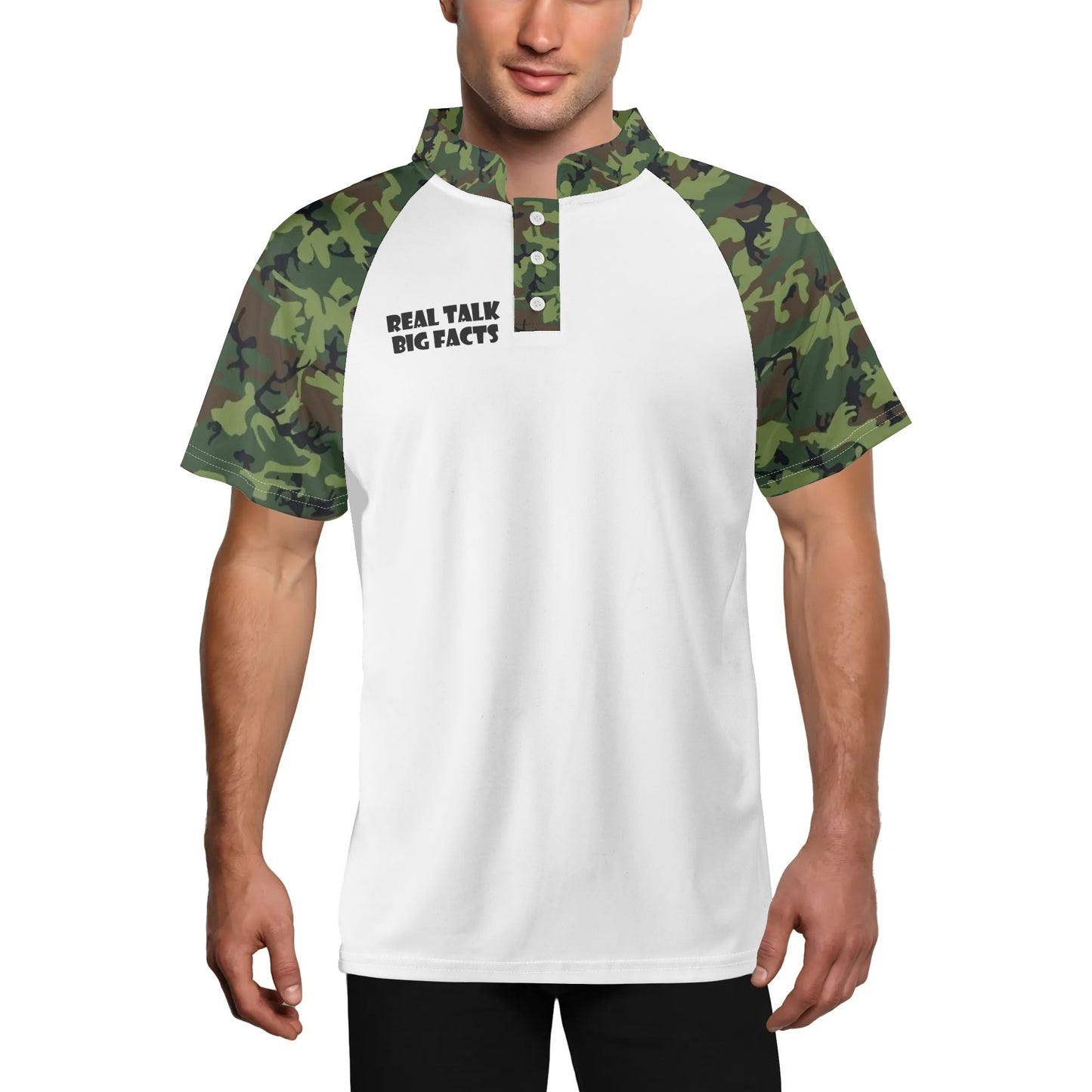 Real Talk Big Facts Mens Button Up Short Sleeve Golf Tennis T-Shirts Casual Business Polo Shirts