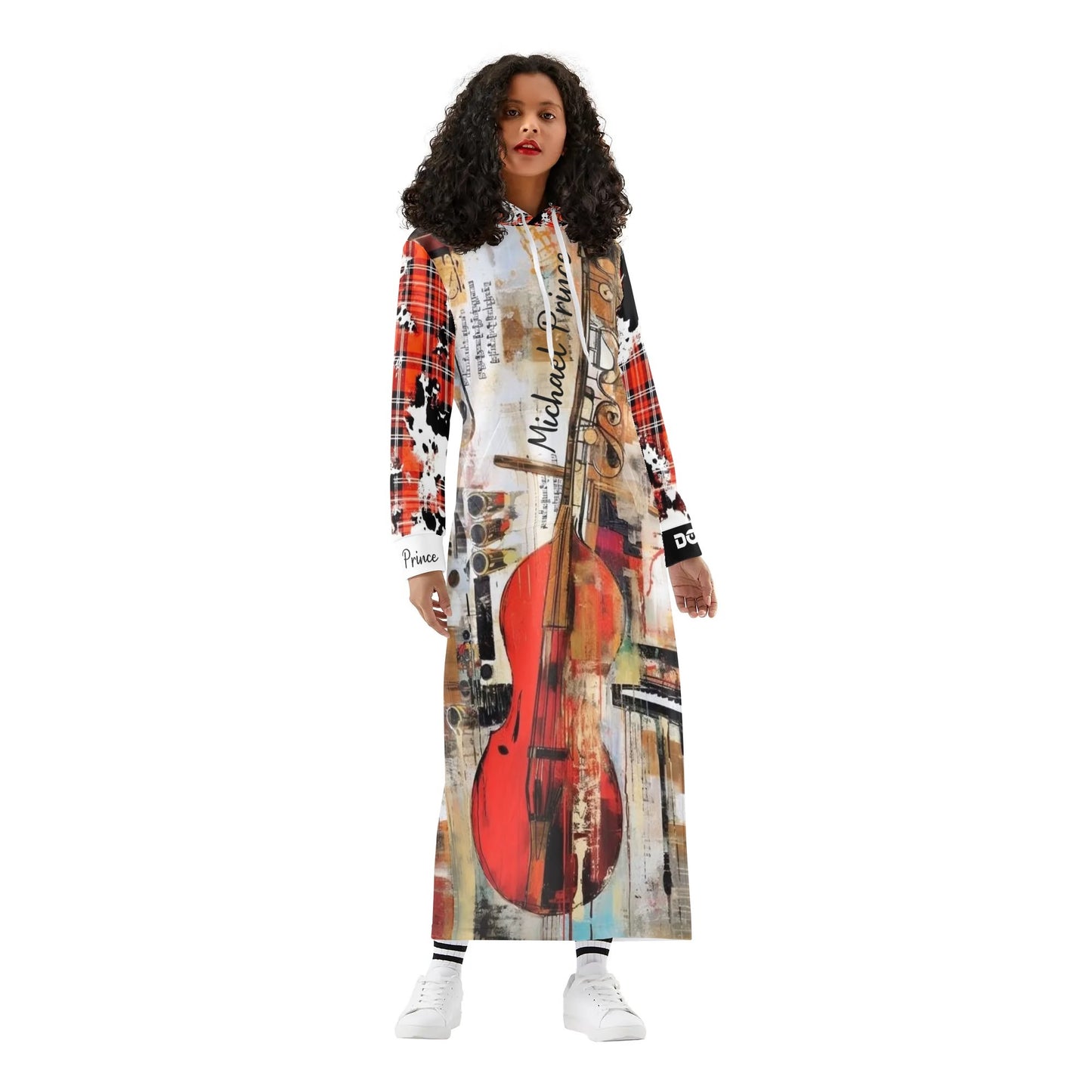 Michael Prince Violin Womens violin Vibe Casual Lightweight Long Hoodie Dress