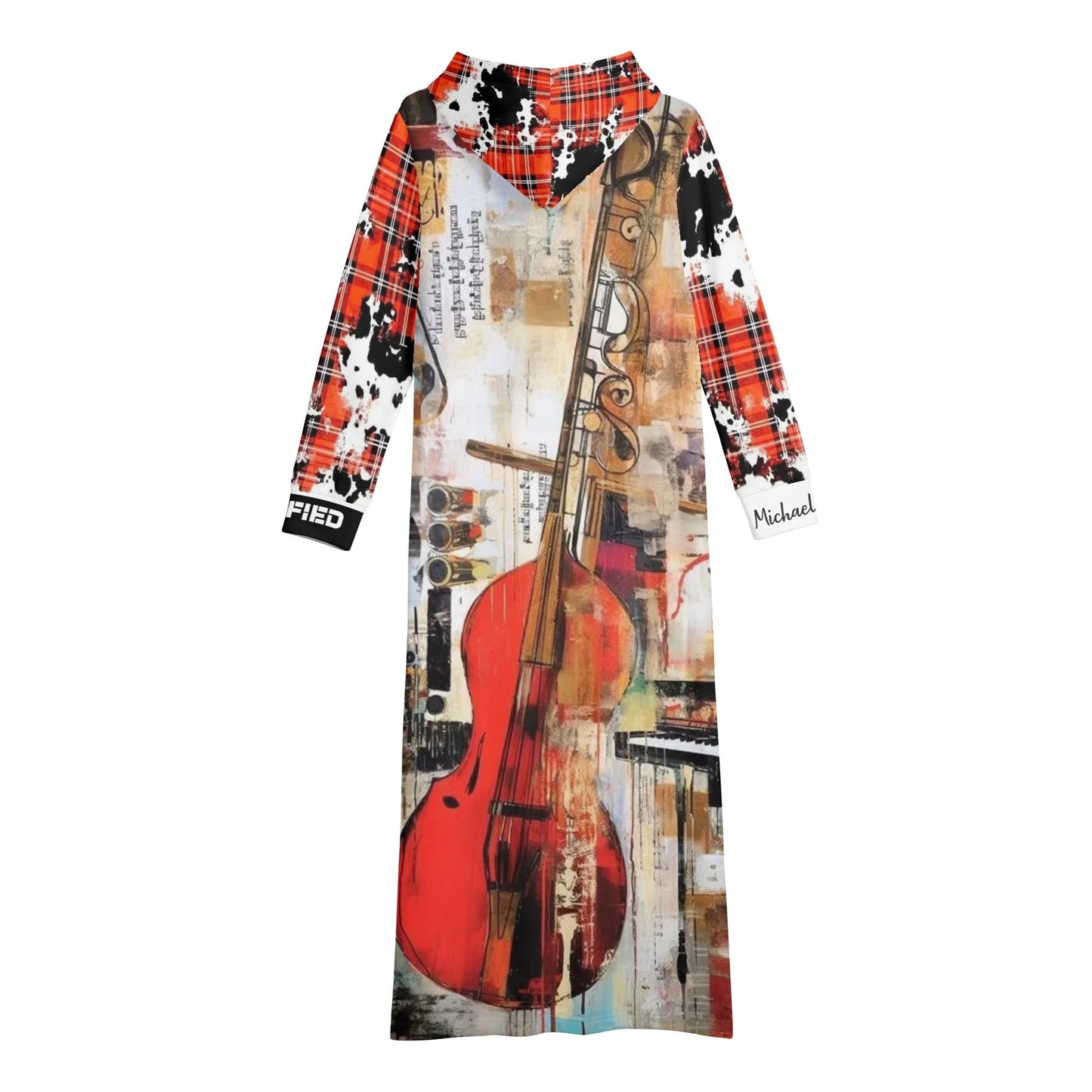 Michael Prince Violin Womens violin Vibe Casual Lightweight Long Hoodie Dress