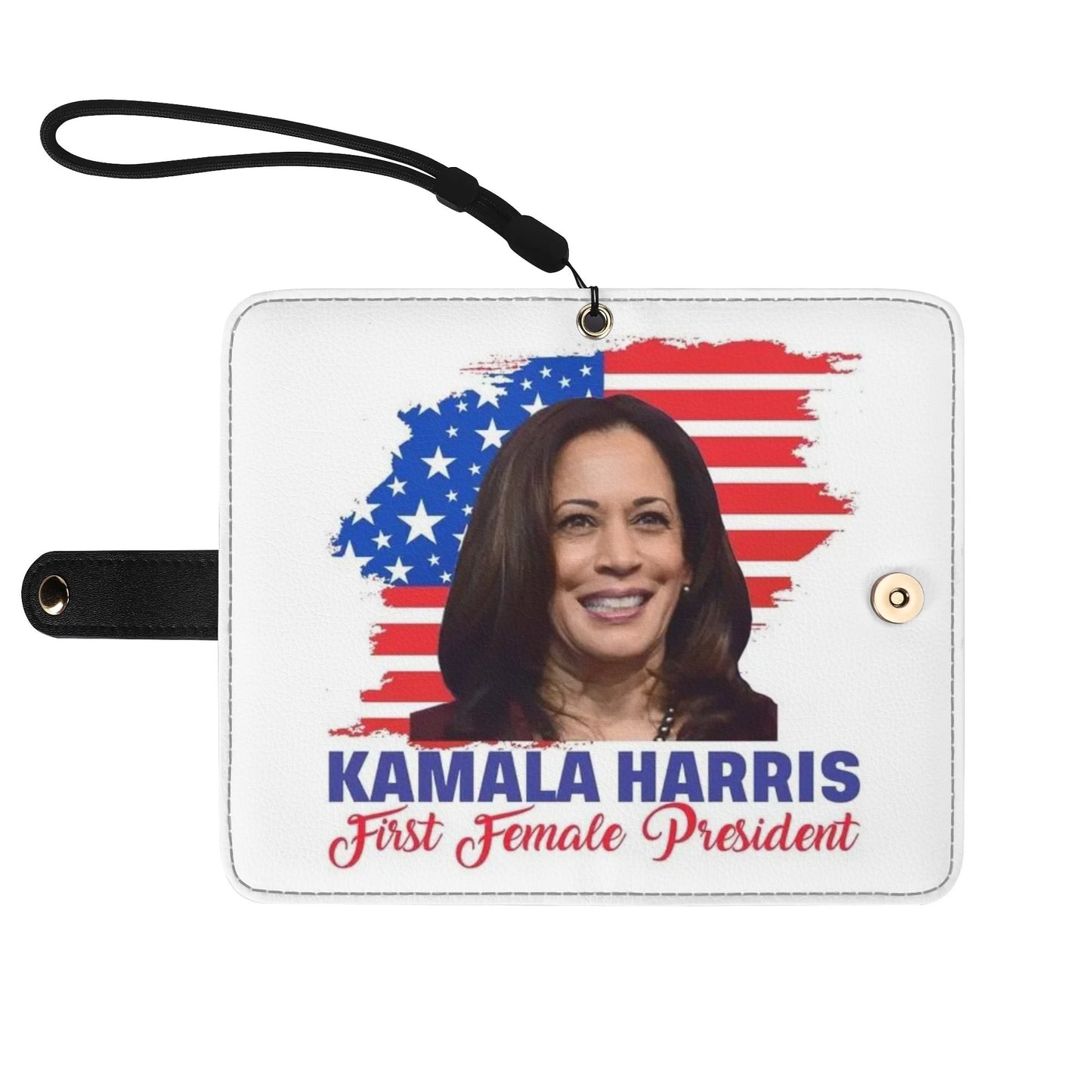 Kamala Harris Brown Phone Flip Case PU Leather Cover for Most Mobile Phone Models