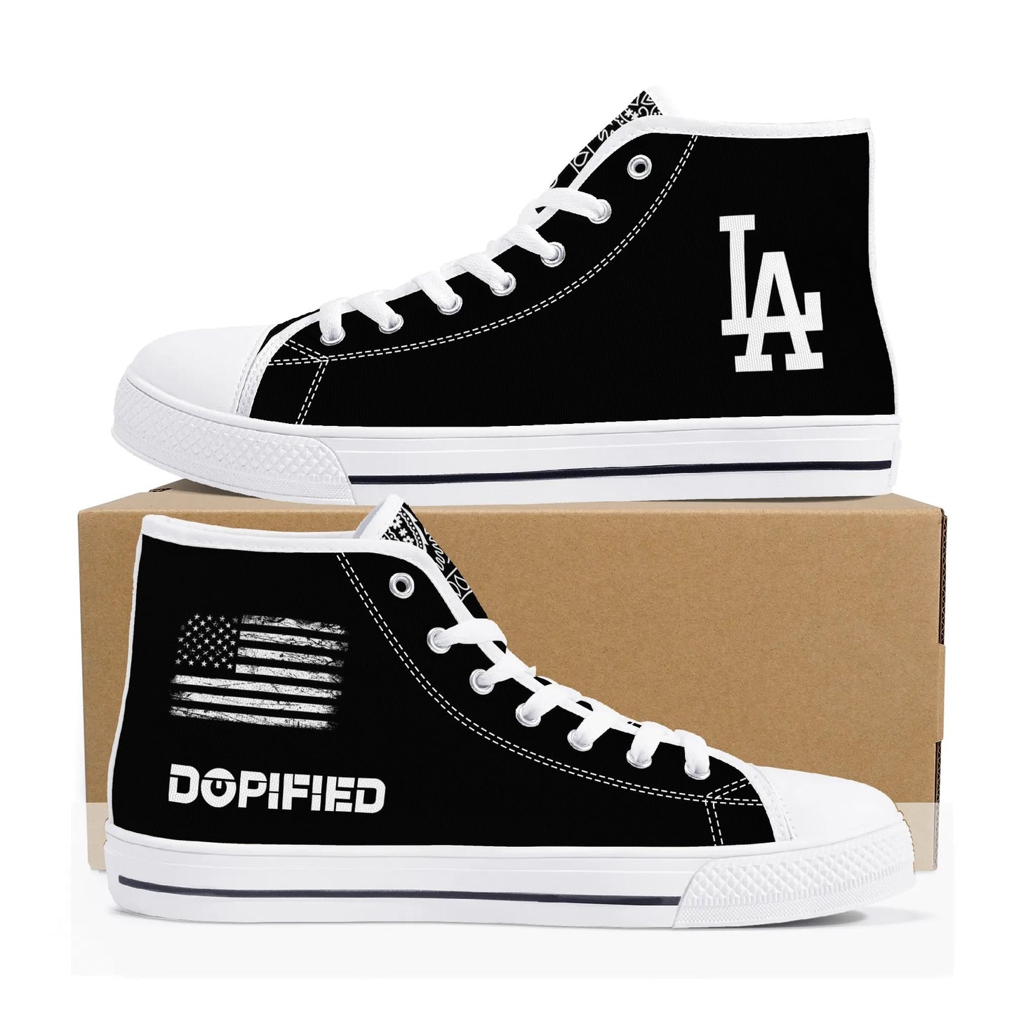 Mens LA High Top Canvas Shoes - Customized Tongue