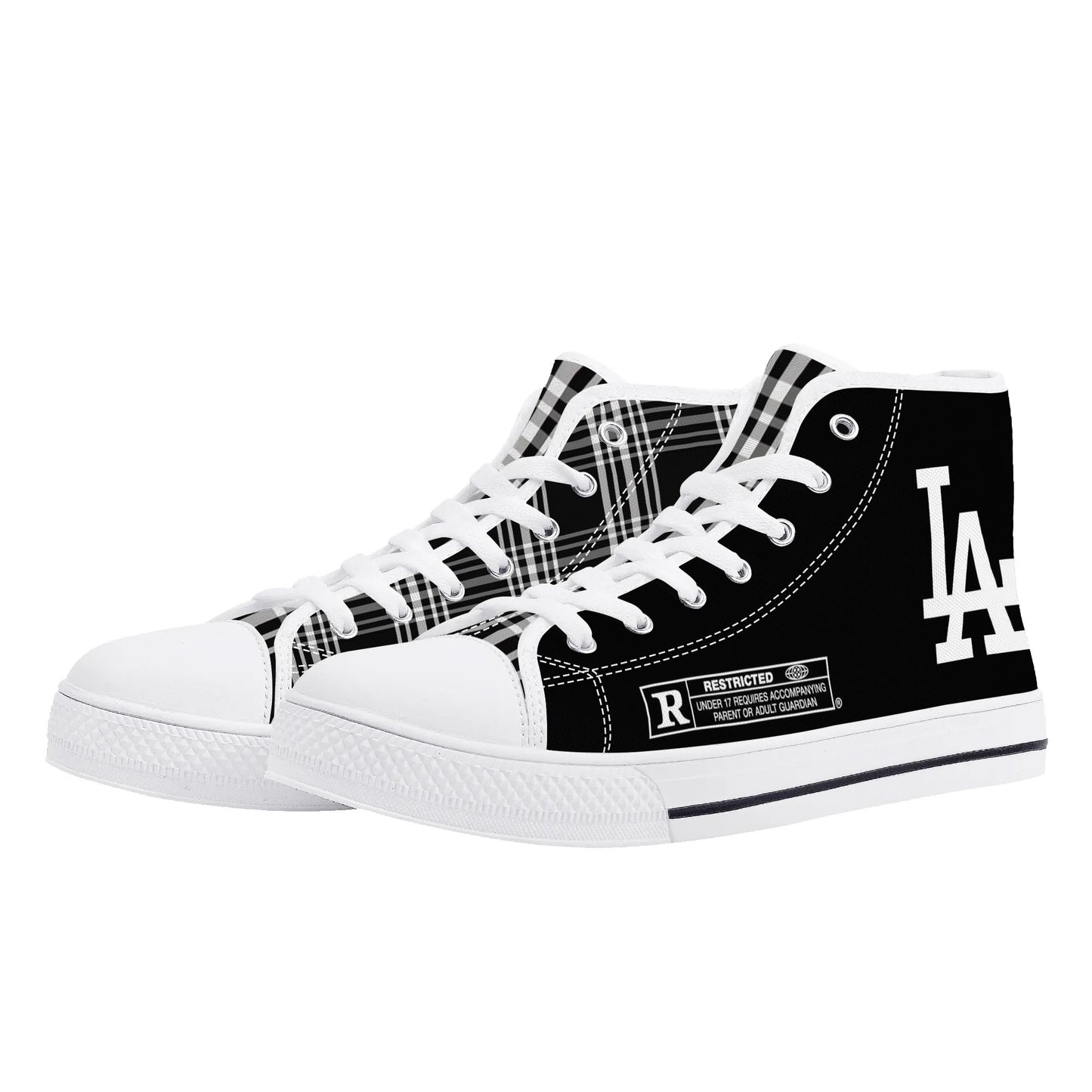 Mens LA Plaid High Top Canvas Sneakers